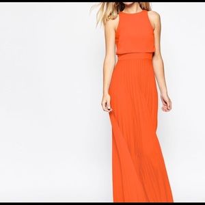 Asos neon orange/red full length dress